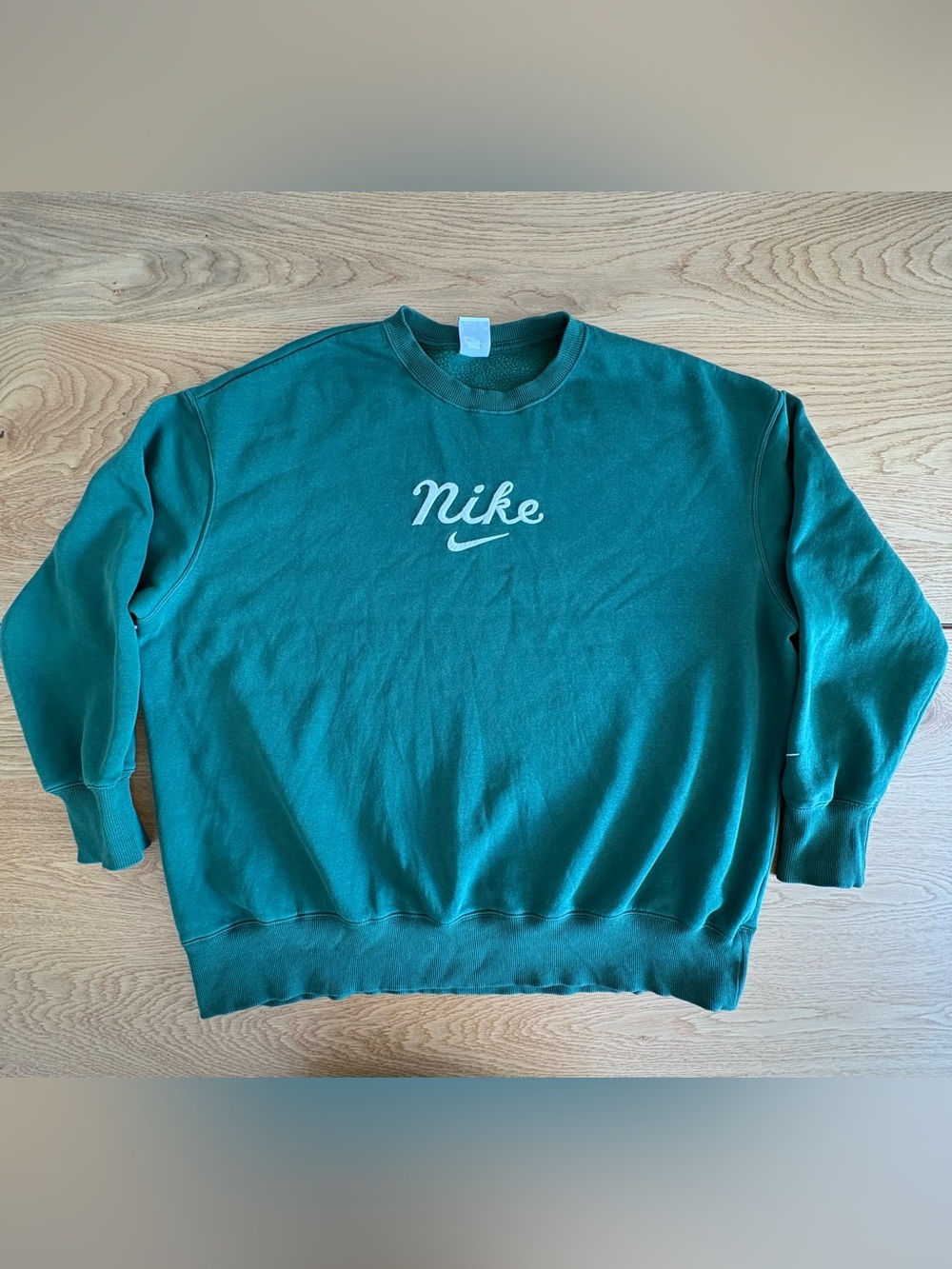 Vintage Nike Center Cursive Logo Sweatshirt XL Forest Green Crewneck Embroidered